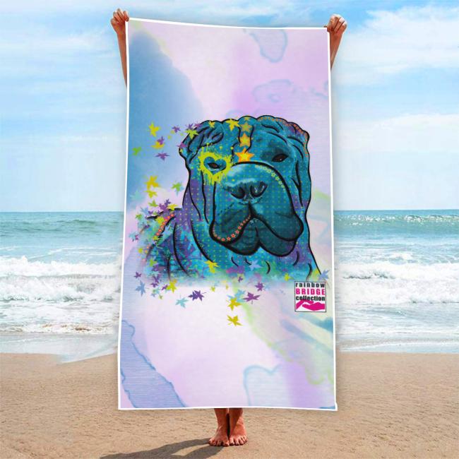 Preview: Badehandtuch Itchy – Popart-Hundemotiv, 75x165 cm, 100 % Polyester, weich & schnelltrocknend